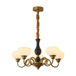 Elaris Modern Glass and Wood Chandelier with Brass Accents for Dining Room and Living Room