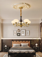 Elaris Modern Glass and Wood Chandelier with Brass Accents for Dining Room and Living Room