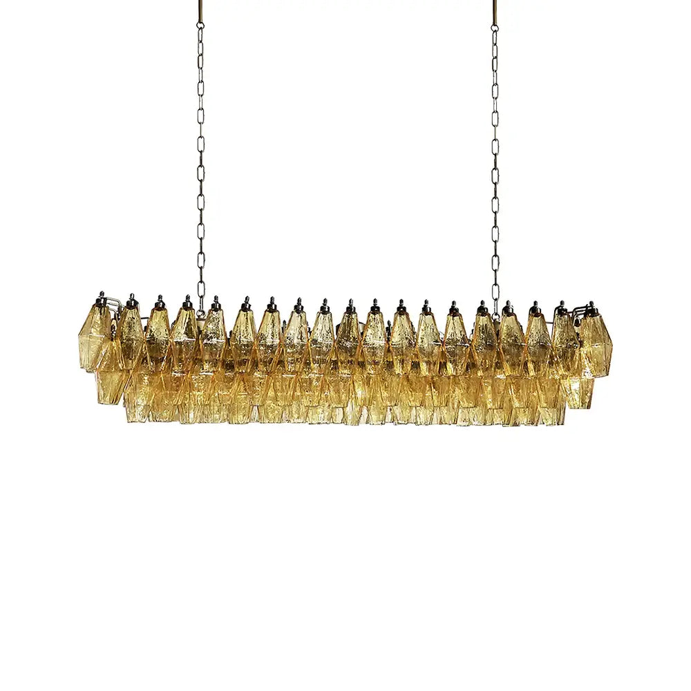 Elegant Amber Murano Poliedri Glass Chandelier