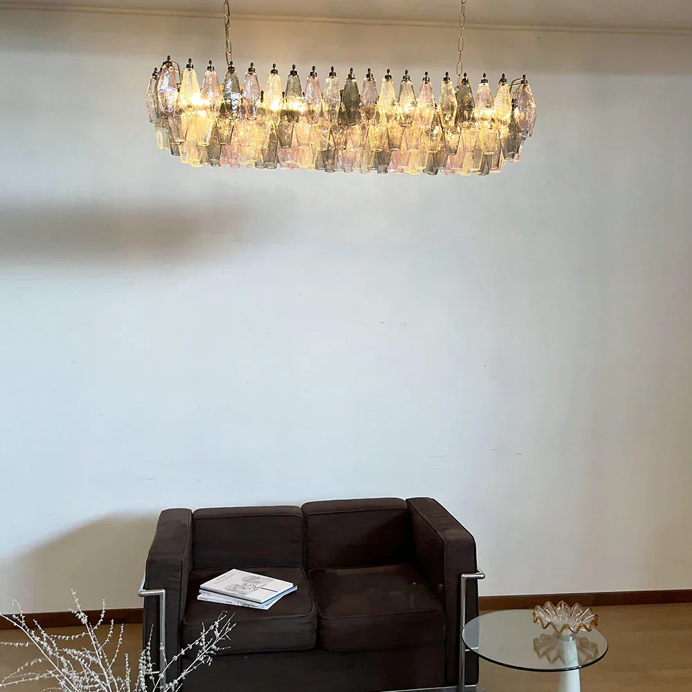 Elegant Multicolored Murano Poliedri Glass Chandelier