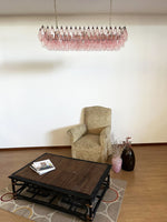 Elegant Pink Murano Poliedri Glass Chandelier