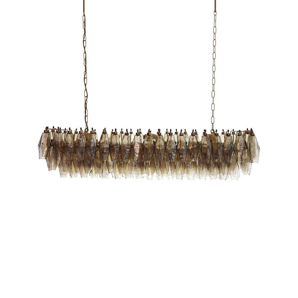 Elegant Smoked Murano Poliedri Glass Chandelier