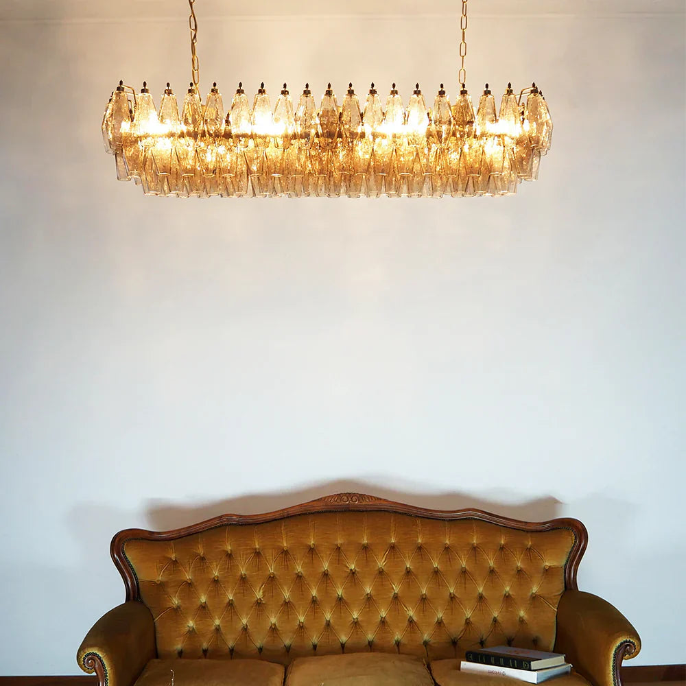 Elegant Smoked Murano Poliedri Glass Chandelier