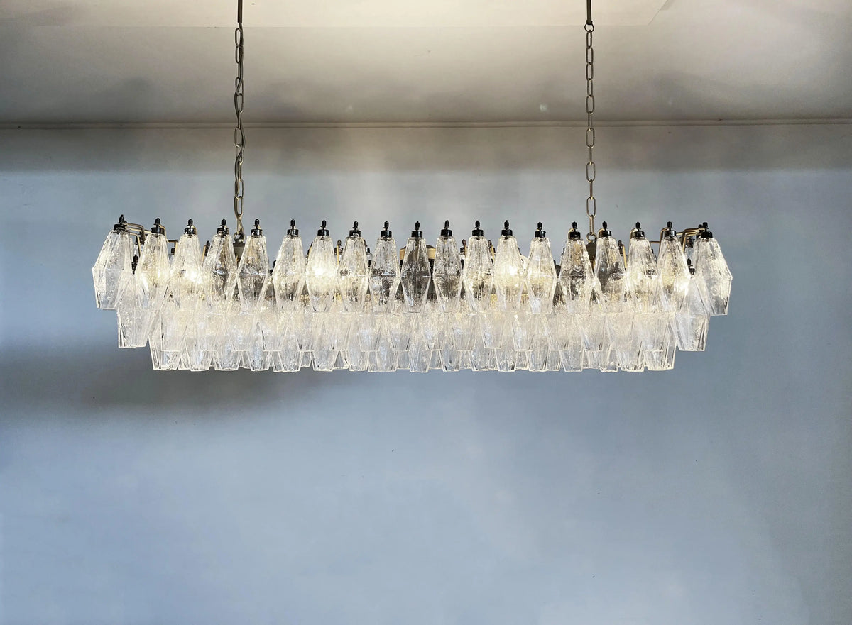 Elegant Transparent Murano Poliedri Glass Chandelier