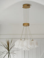 Floral Petal Pendant Light – Modern Gold Designer Hanging Lamp for Dining Room & Bedroom
