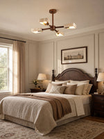 Elementa Travertine Chandelier — Modern Wood & Stone Pendant Light