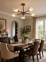 Elementa Travertine Chandelier — Modern Wood & Stone Pendant Light