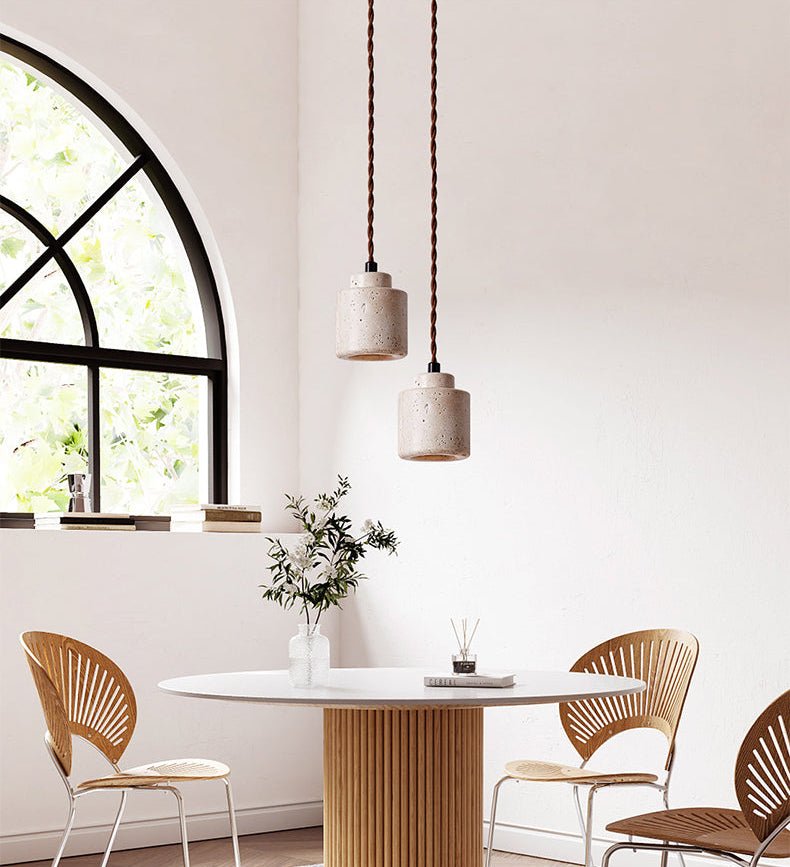 Elemental Travertine Mini Pendant Light in Natural Stone