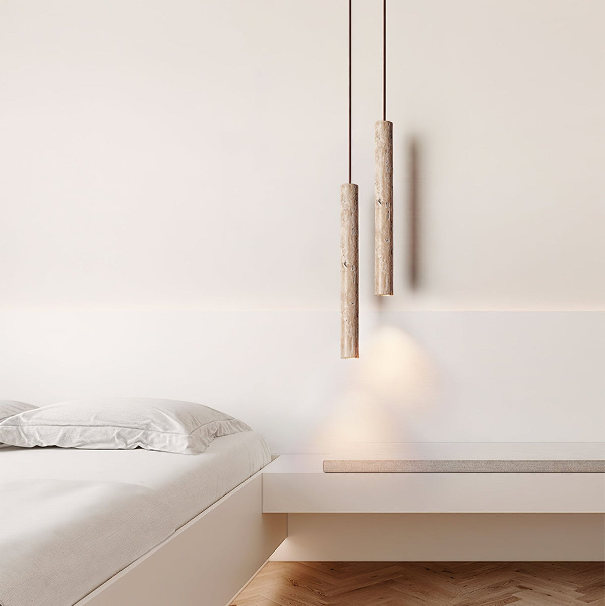 Elian Pendant Light in Yellow Travertine | Modern Minimalist Hanging Lamp