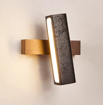 Elias Wall Sconce in Black Travertine and Walnut Wood