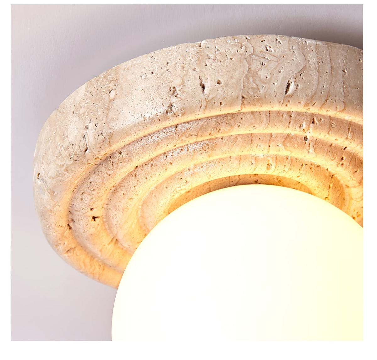 Elira Wall Sconce in Yellow Travertine with Opal Glass Shade