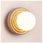 Elira Wall Sconce in Yellow Travertine with Opal Glass Shade