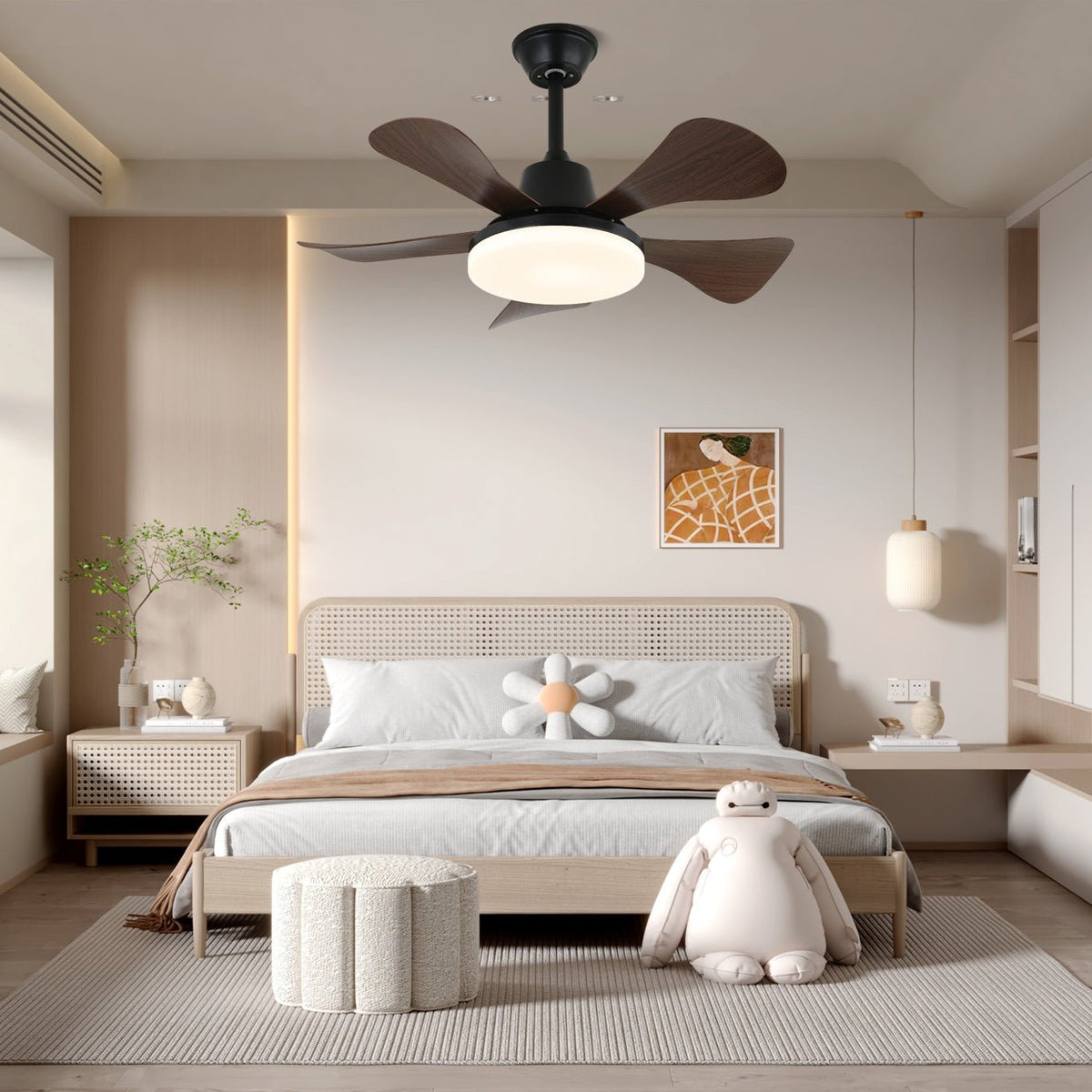 Eliza Contemporary Ceiling Fan Light with Integrated LED and Remote
