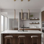 Elksdut Modern Walnut Wood LED Pendant Light for Kitchen Island and Dining Room