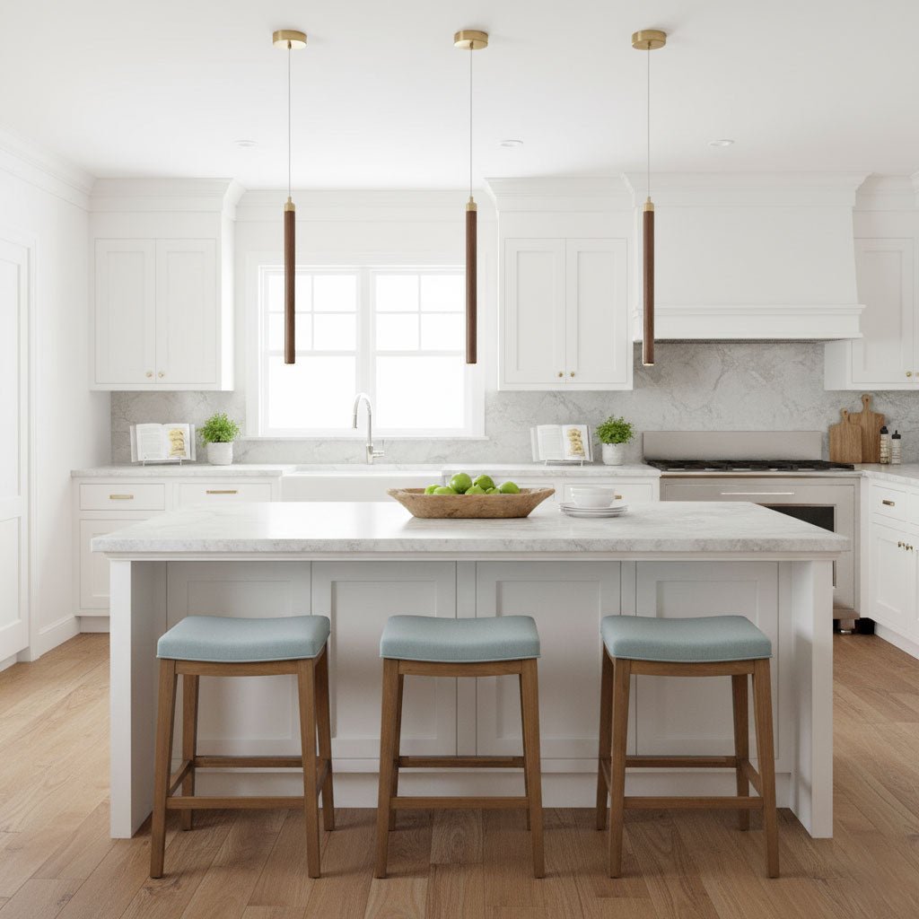 Elksdut Modern Walnut Wood LED Pendant Light for Kitchen Island and Dining Room