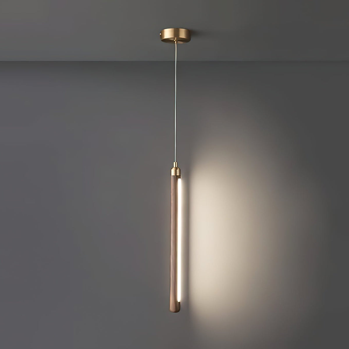 Elksdut Modern Walnut Wood LED Pendant Light for Kitchen Island and Dining Room