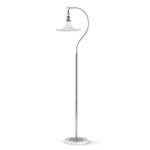 Eloria Arc Floor Lamp – Modern Curved Metal Frame with Scalloped Glass Shade