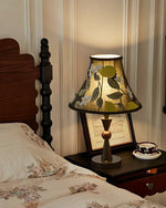 Elowen Bloom Embroidered Table Lamp with Walnut Base