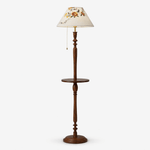 Elowen Bloom Side Floor Lamp with Walnut Table and Floral Shade