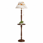 Elowen Bloom Side Floor Lamp with Walnut Table and Floral Shade