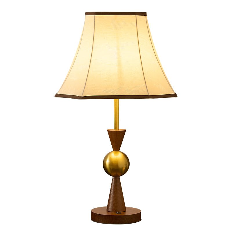 Elowen Bloom Embroidered Table Lamp with Walnut Base