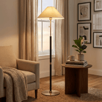 Elowen Classic Floor Lamp – Modern Wood & Fabric Standing Light for Living Room