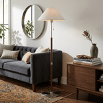 Elowen Classic Floor Lamp – Modern Wood & Fabric Standing Light for Living Room