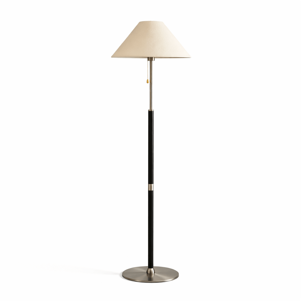 Elowen Classic Floor Lamp – Modern Wood & Fabric Standing Light for Living Room