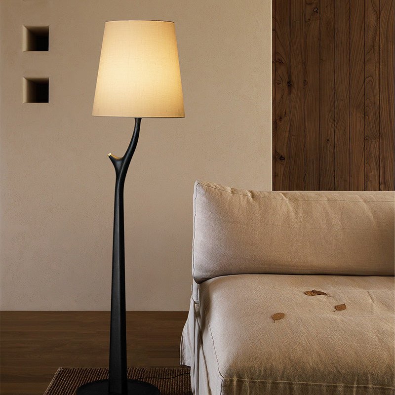 Elowen Modern Wooden Floor Lamp with Fabric Shade for Living Room