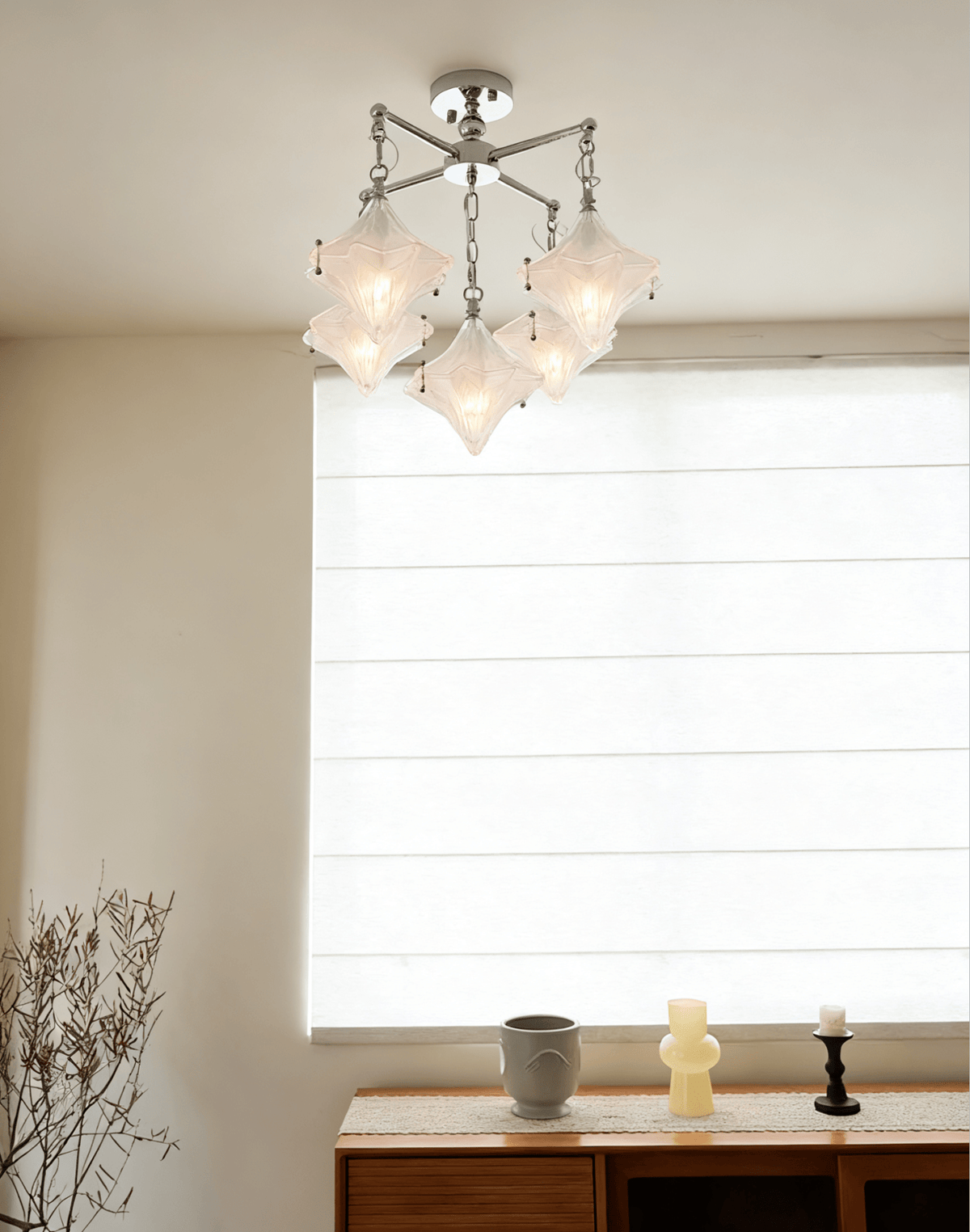 Elowen Prism Star Chandelier – Modern Glass Pendant Light for Dining Room & Living Room