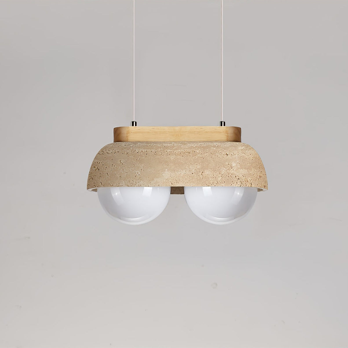 Elowen Travertine Pendant Light — Natural Stone & Glass