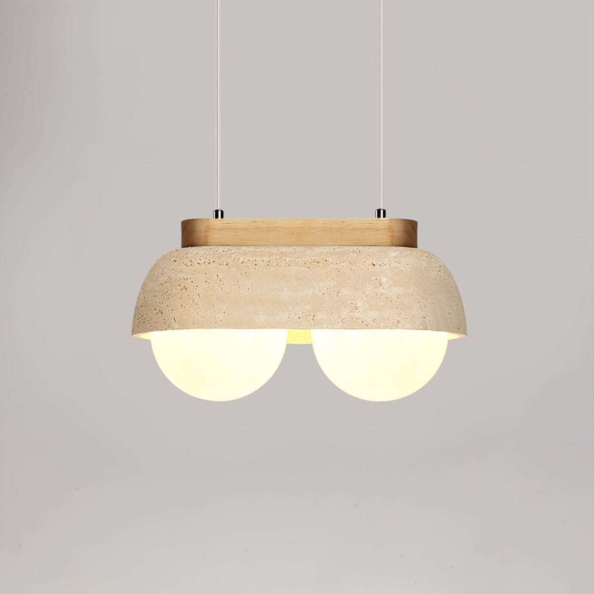 Elowen Travertine Pendant Light — Natural Stone & Glass