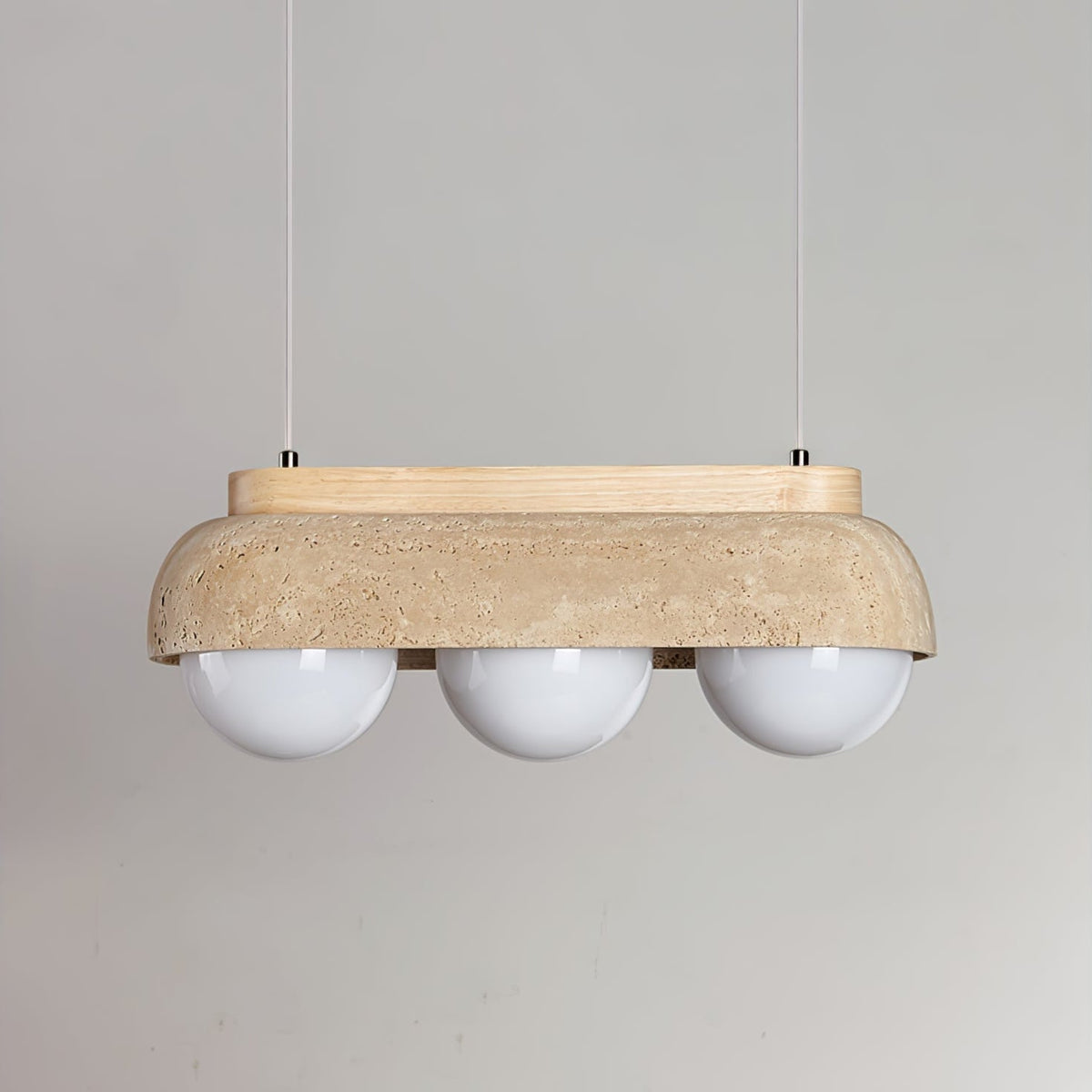 Elowen Travertine Pendant Light — Natural Stone & Glass
