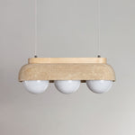 Elowen Travertine Pendant Light — Natural Stone & Glass