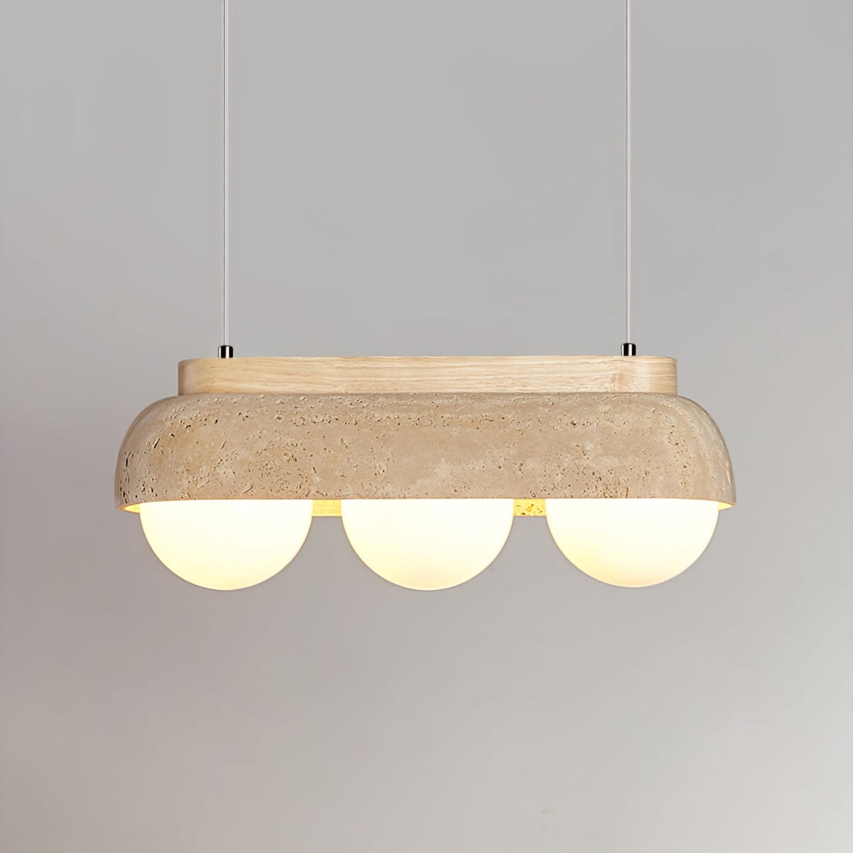 Elowen Travertine Pendant Light — Natural Stone & Glass