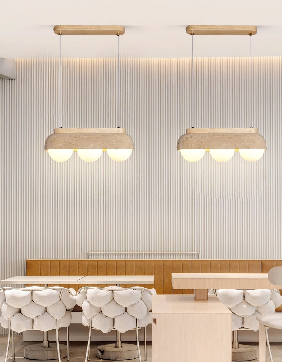 Elowen Travertine Pendant Light — Natural Stone & Glass
