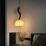 Elowen Twisted Wood Pendant Light – Sculptural Designer Ceiling Lamp