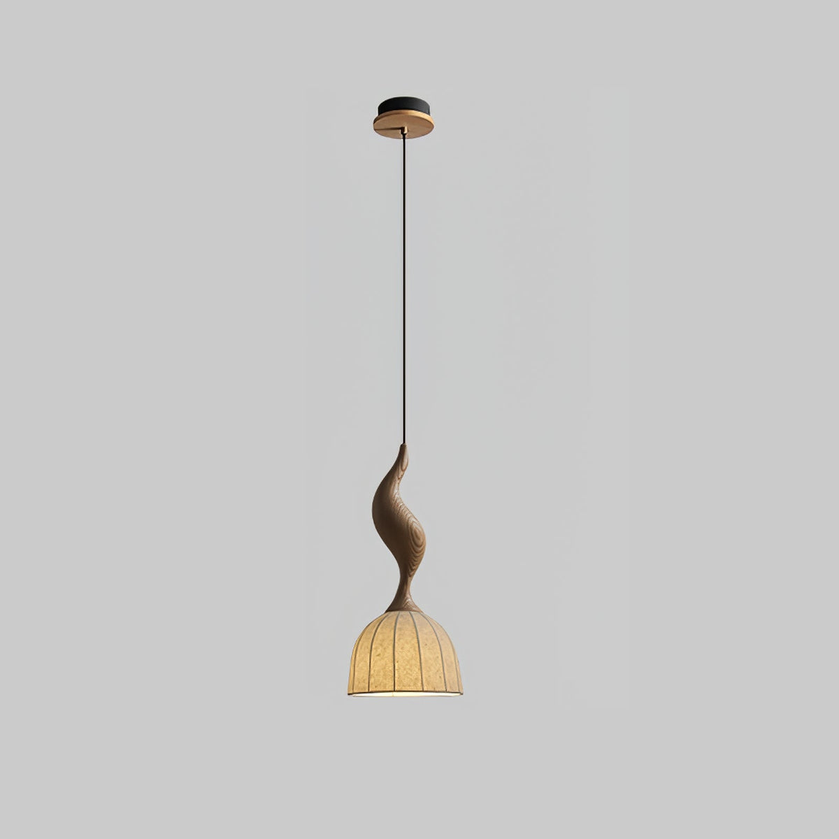 Elowen Twisted Wood Pendant Light – Sculptural Designer Ceiling Lamp
