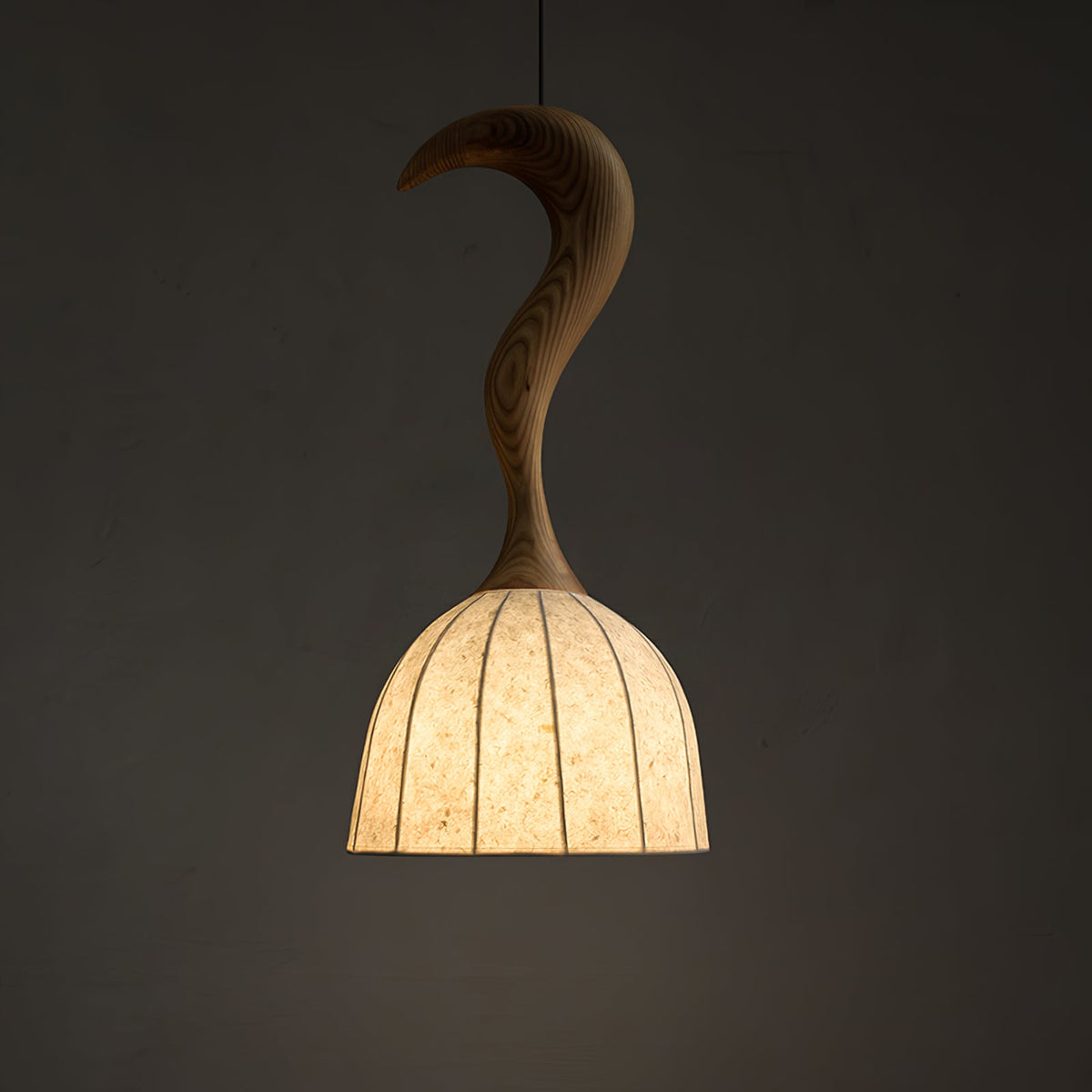 Elowen Twisted Wood Pendant Light – Sculptural Designer Ceiling Lamp