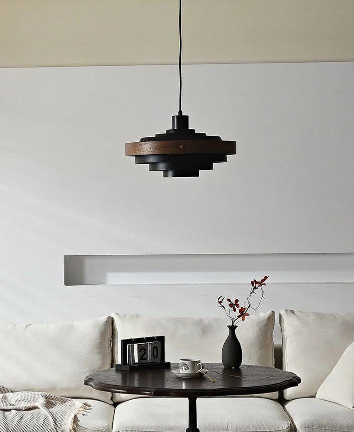 Elric Layered Metal & Wood Pendant Light for Modern Interiors