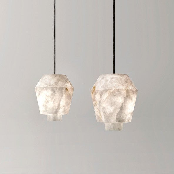 Elvian Natural Alabaster Pendant Light with Brass Accents