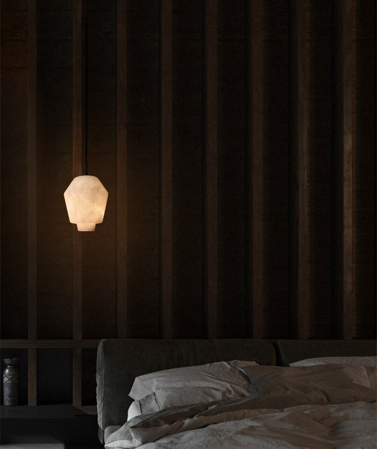 Elvian Natural Alabaster Pendant Light with Brass Accents