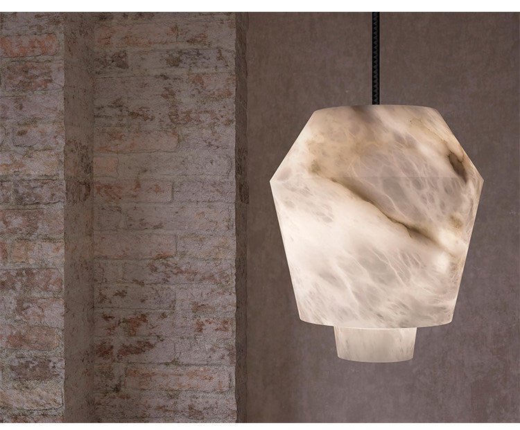 Elvian Natural Alabaster Pendant Light with Brass Accents