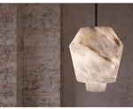 Elvian Natural Alabaster Pendant Light with Brass Accents