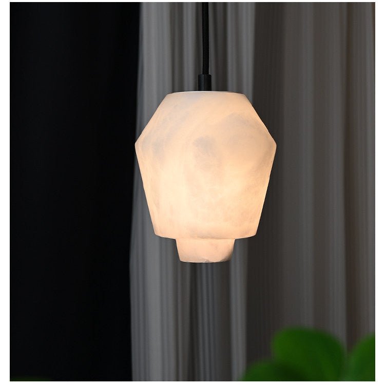 Elvian Natural Alabaster Pendant Light with Brass Accents