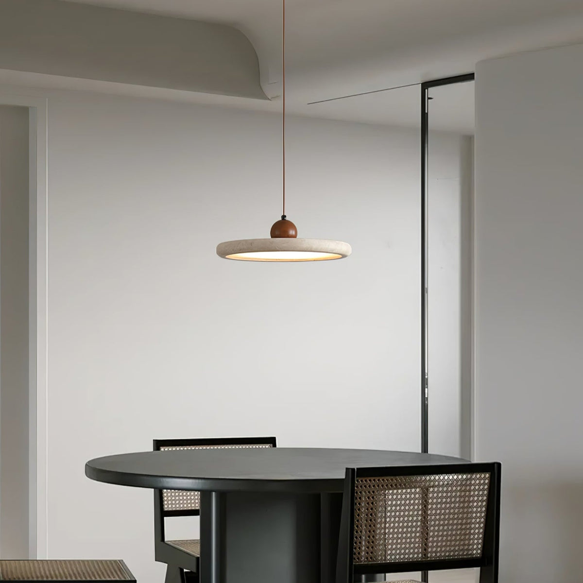 Elvora Travertine Pendant Light – Modern Minimalist LED Hanging Lamp for Dining Room and Living Space