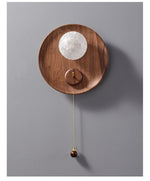 Elwood Pull Wall Sconce in Walnut and White Glass