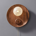 Elwood Pull Wall Sconce in Walnut and White Glass