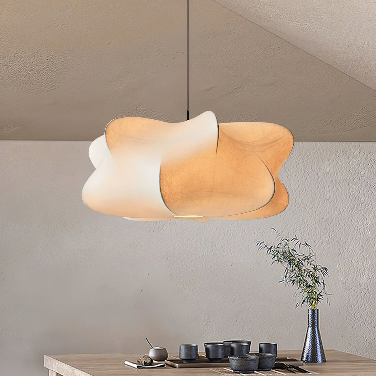 Elysia Silk Cocoon Pendant Light – Modern White Designer Hanging Lamp