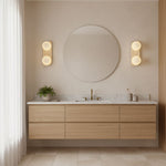 Elysian Travertine Wall Sconce with Glass Globes – Modern Natural Stone Lighting